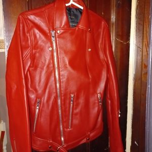 Sporty Red Leather Jacket